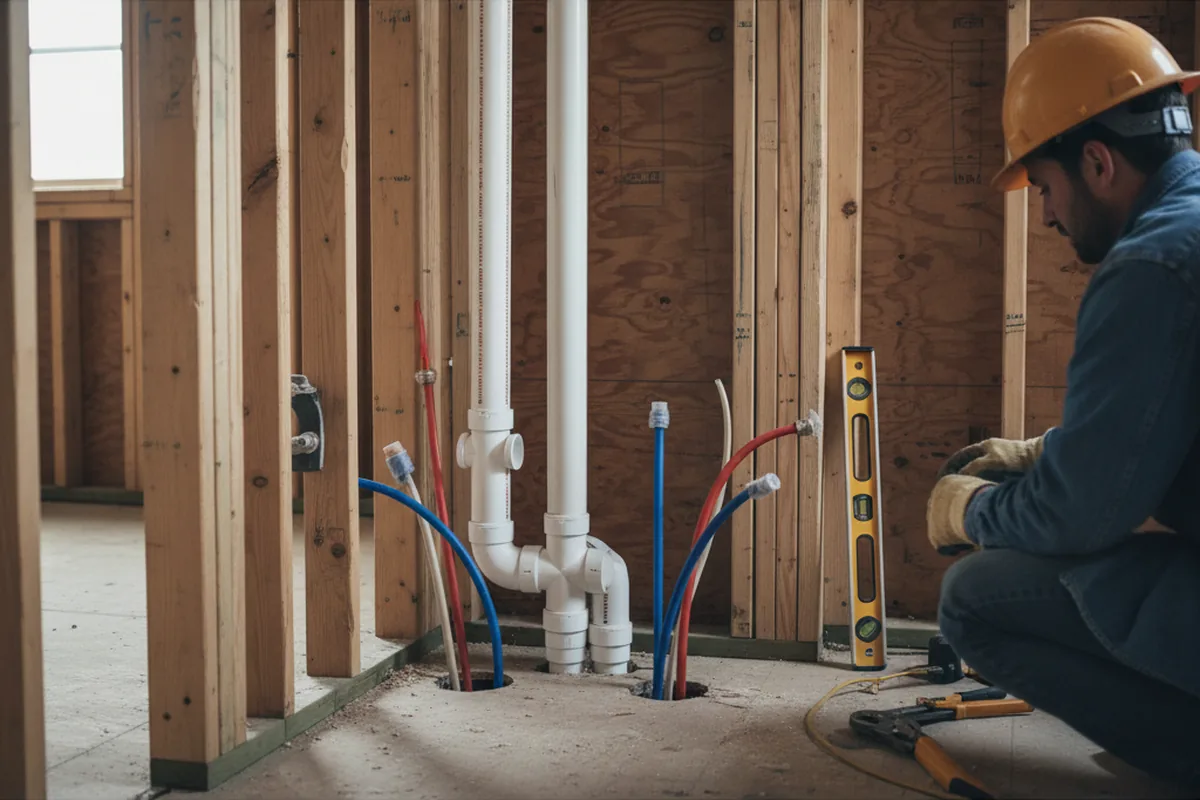 Drain and supply rough-in during Toilet Repair and Installation in Stony Point